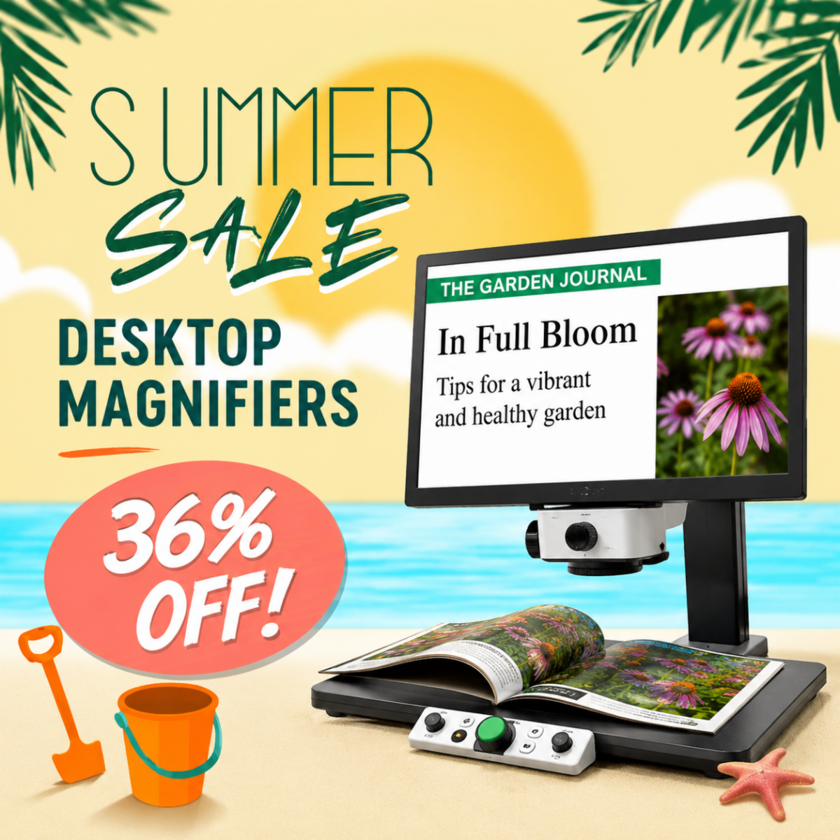 Summer Sale on desktop magnifiers average savings 36 percent