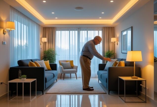AI Generated Image of person standing in a room demonstrating proper lighting