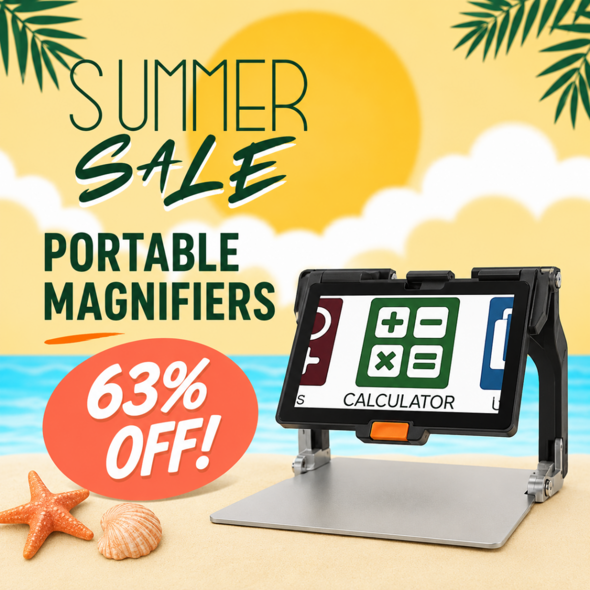 Summer Sale Portable Magnifiers 63 percent savings with image of Prodigi Connect 12