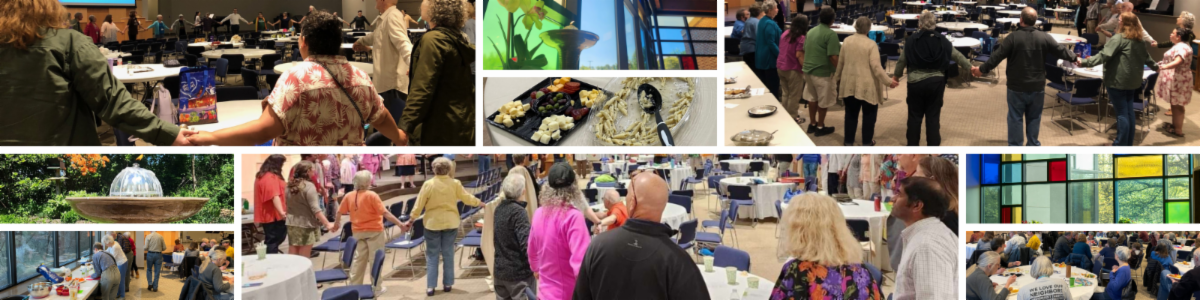a collage of photos for recent years of annual meetings at uucc in sanctuary C