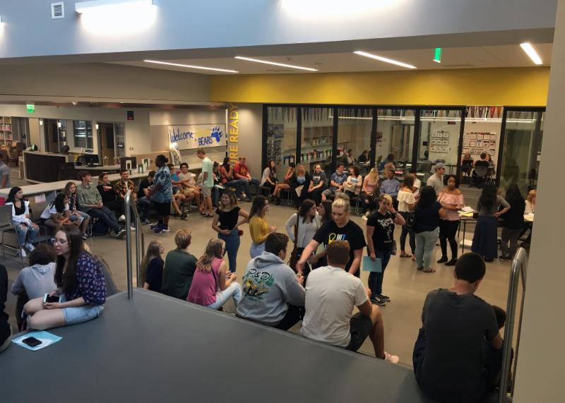 THS students gather outside the Future Ready Center during Bear Days