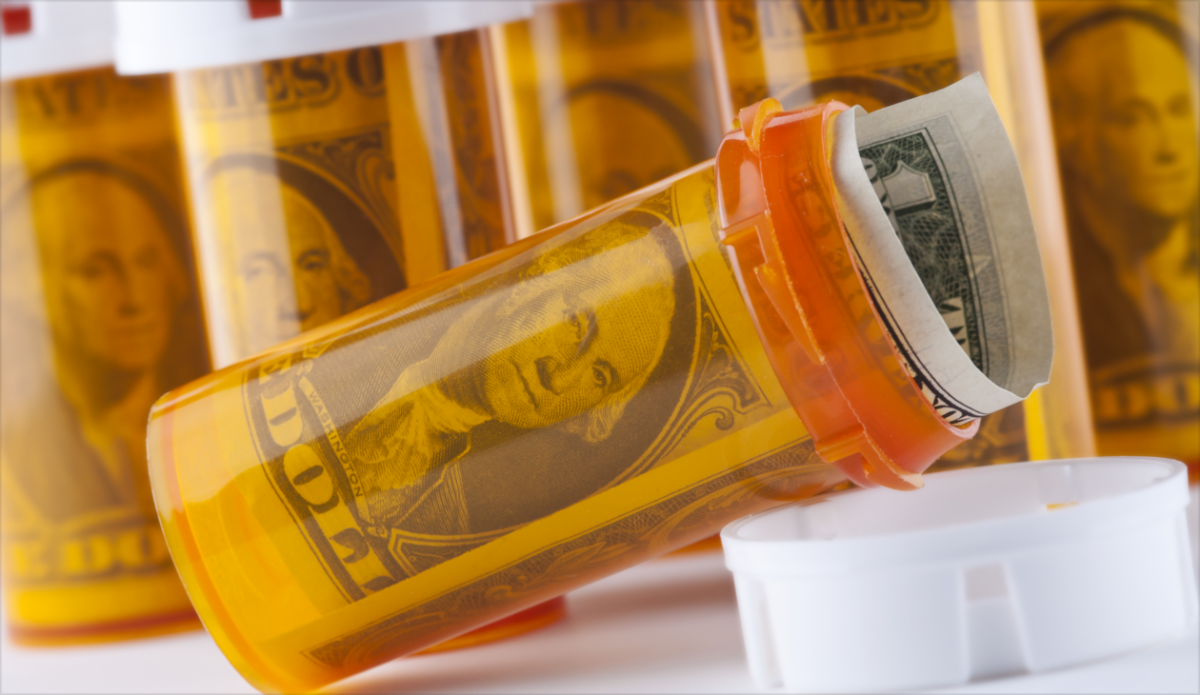 Prescription bottles & paper currency