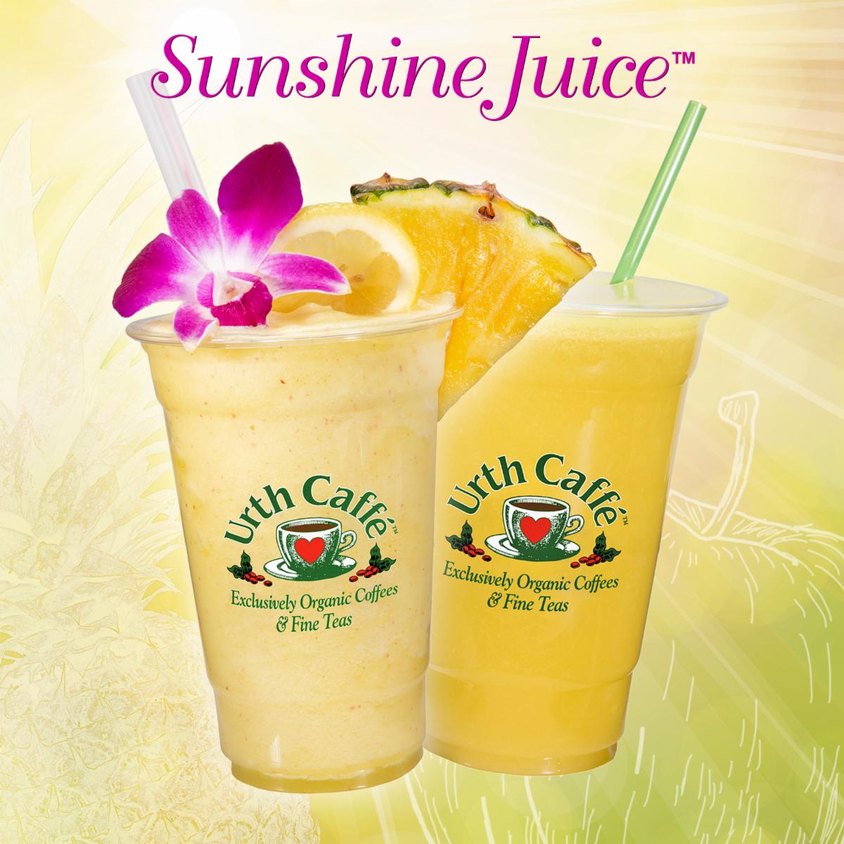Sunshine Juice™ and Sunshine Smoothie™ (pictured) are now available at all Urth Caffés!