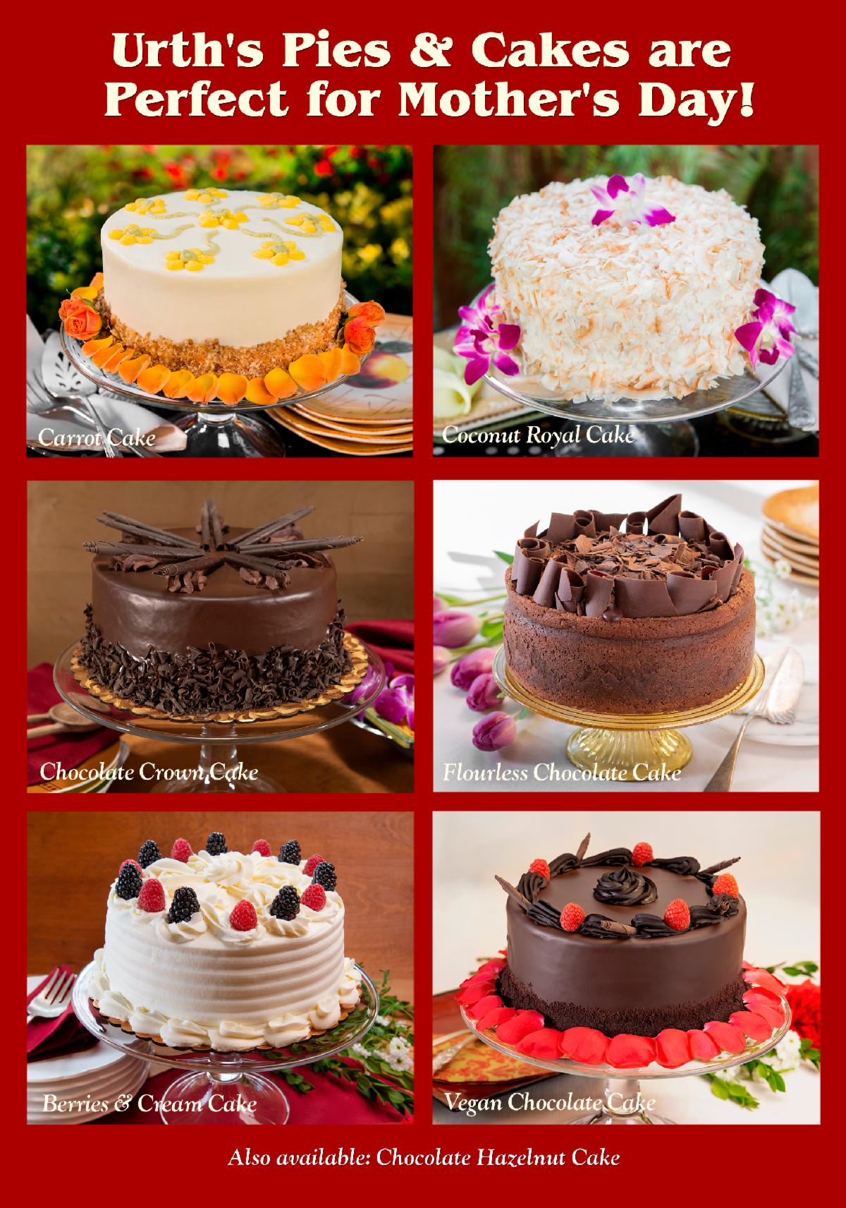 Urth whole cakes promotional flyer, with photos of Urth whole cakes, and text & title.