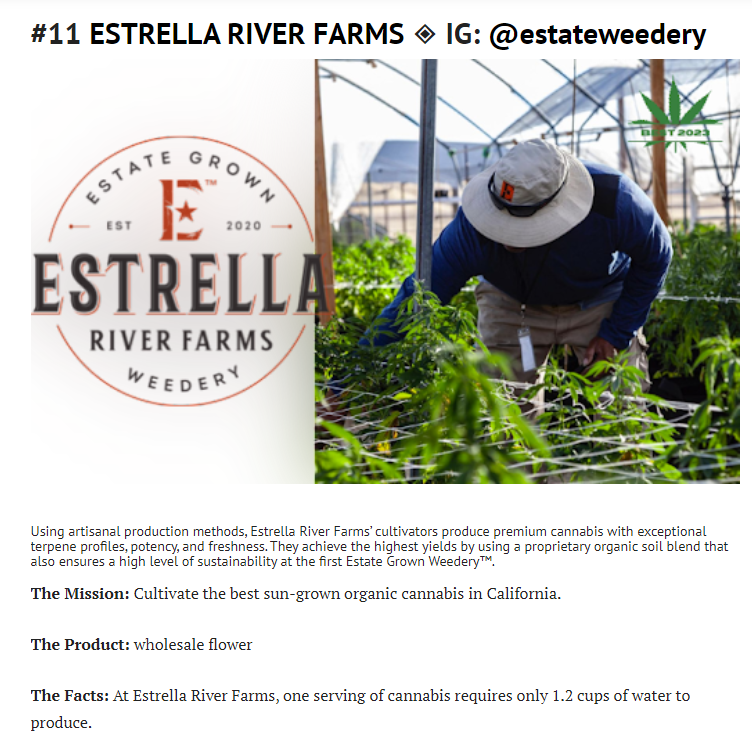 Livewire's Estrella River Farms Elected Among 12 Best Flower Brands 1