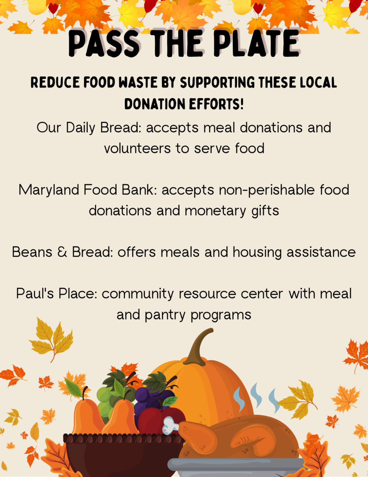 November green tip about food waste reduction and hunger relief