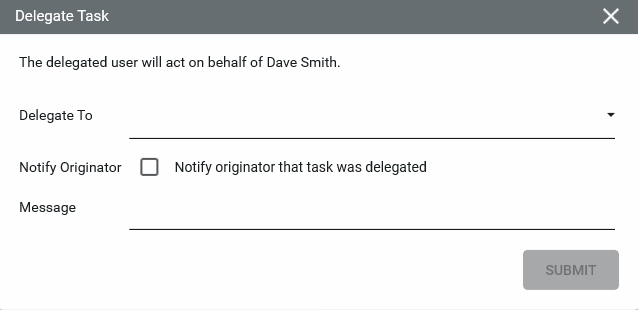 Screenshot of delegate task feature in Kahua