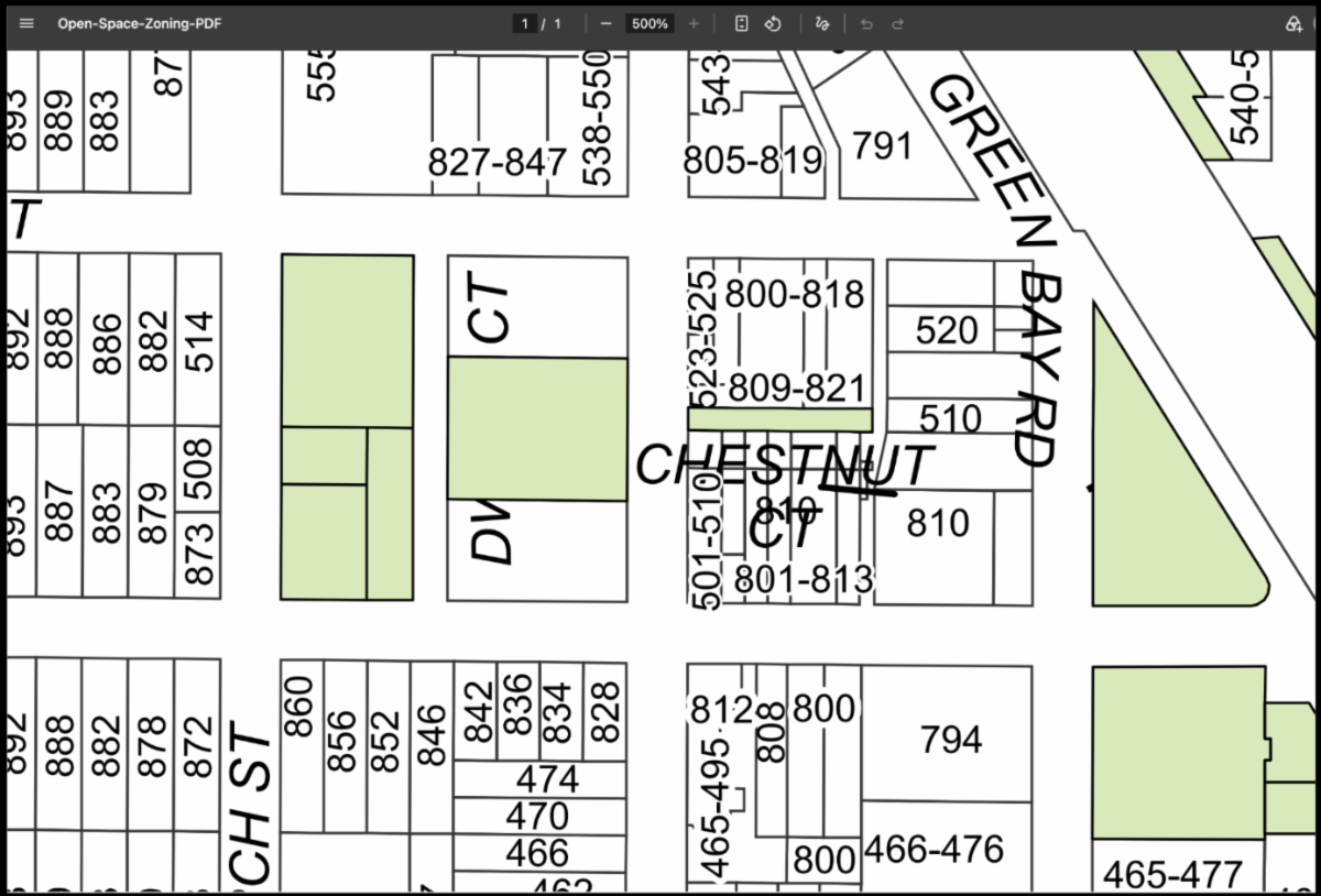 Open Space District map highlighting the former Post Office site and Chestnut Court