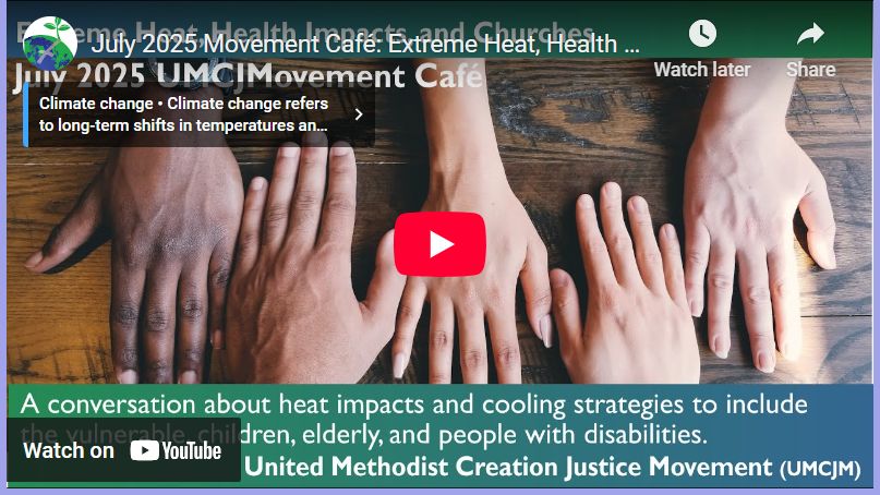 A screen shot of the July 2025 Movement Cafe YouTube video announcement with 5 hands on a table and a description of the topic.