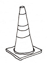 Line drawing of a traffic cone