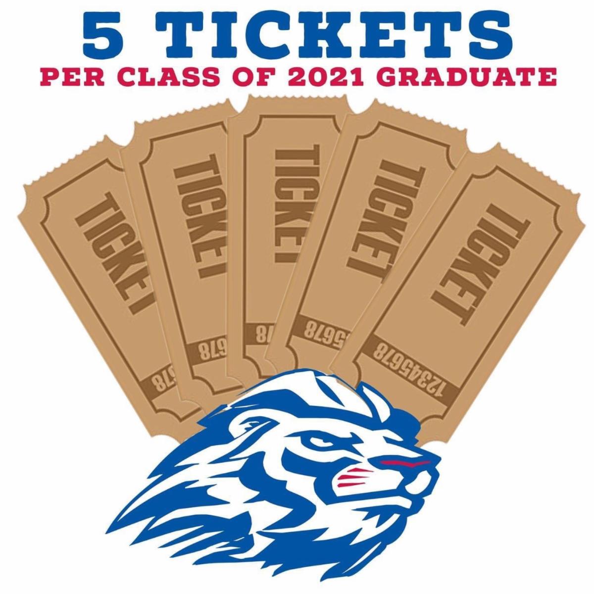5 tickets per graduate with Lion Logo