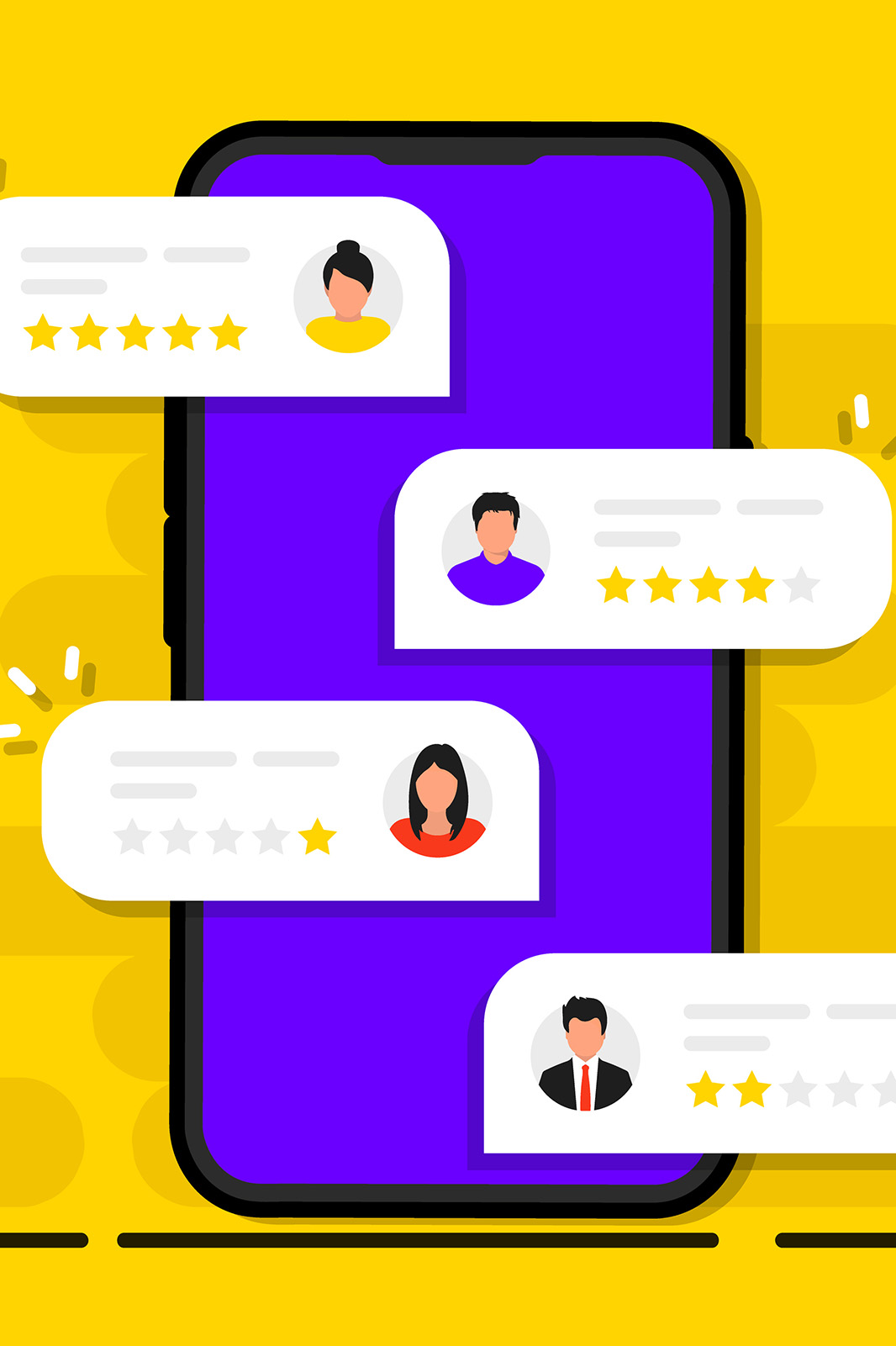 a graphic depicting customer service reviews