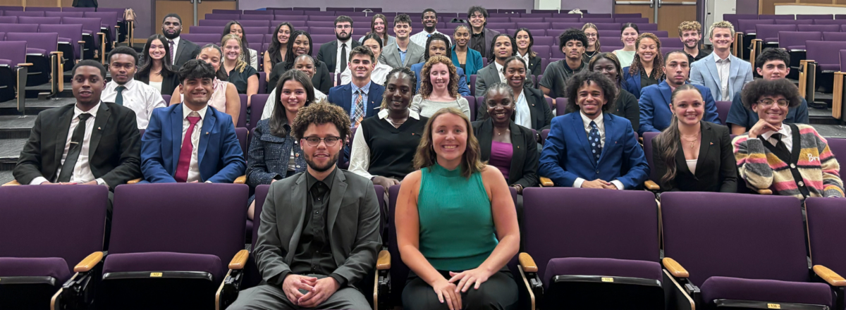 DSP members sit together in the BEC Auditorium.