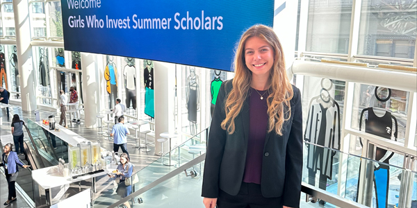 A female student on Wall Street