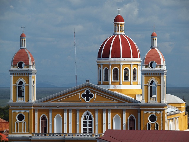 Colorful church in colonial Granada