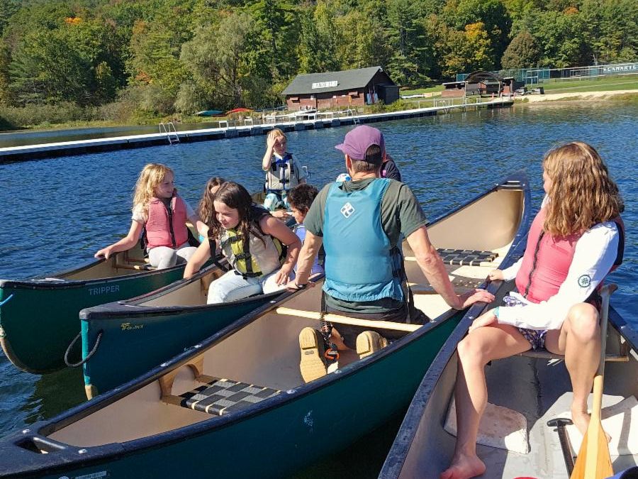 Fifth graders do some canoeing at Hulbert Outdoor Center