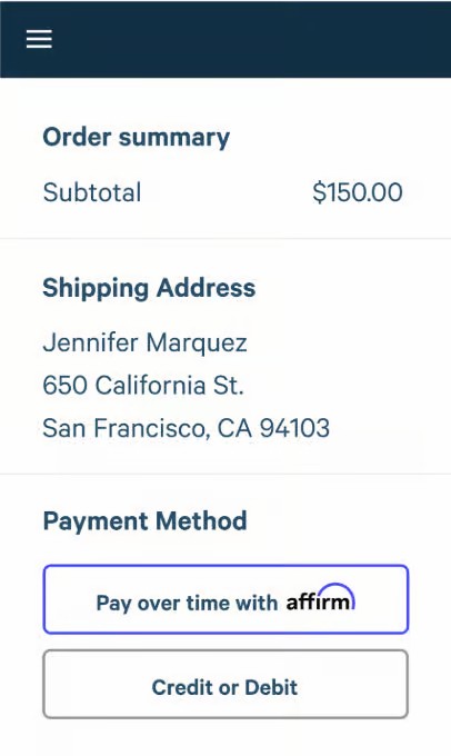 Affirm is Offered by Artners Gallery Step 1
