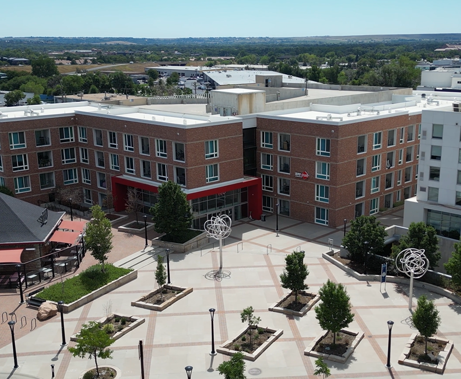 Aerial view of Boulder Junction at Depot Square Station