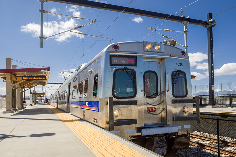 Train at a station platform