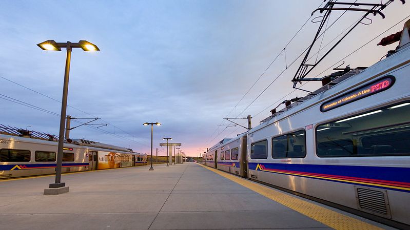 Two trains at Denver Airport Station