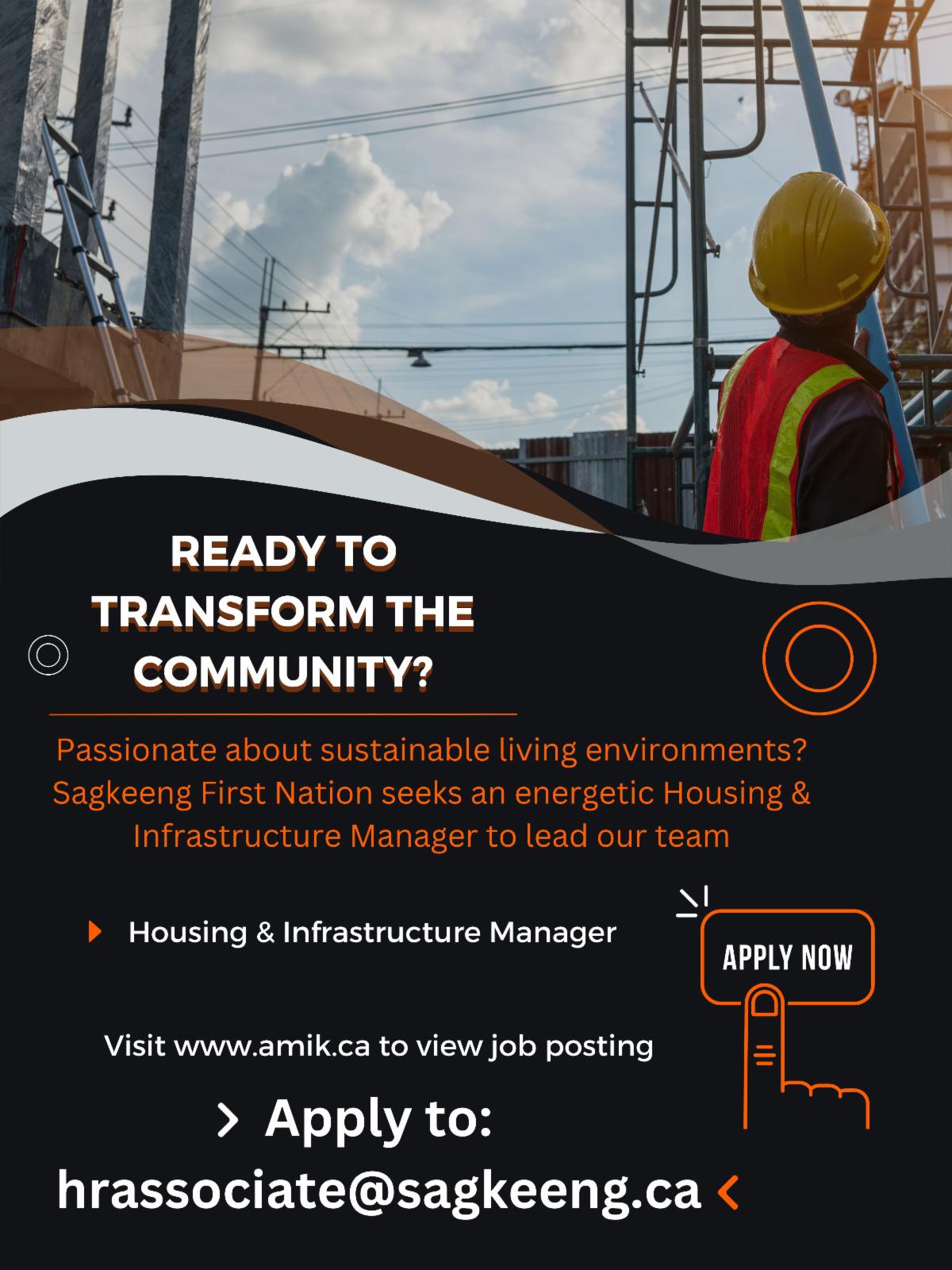 Job Opportunity Housing and Infrastructure Manager