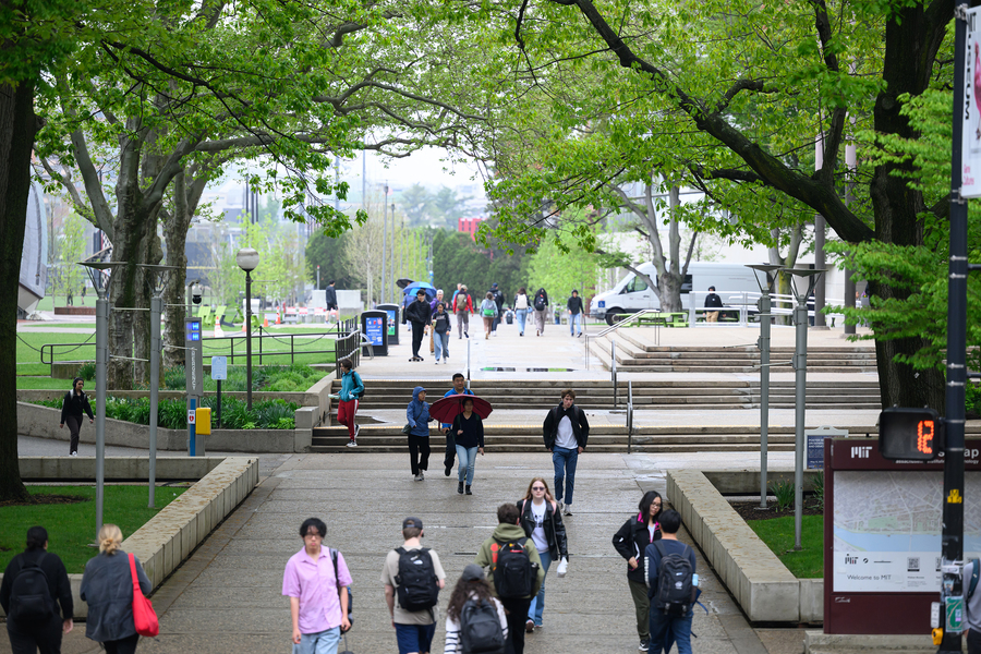 Students on campus at MIT.