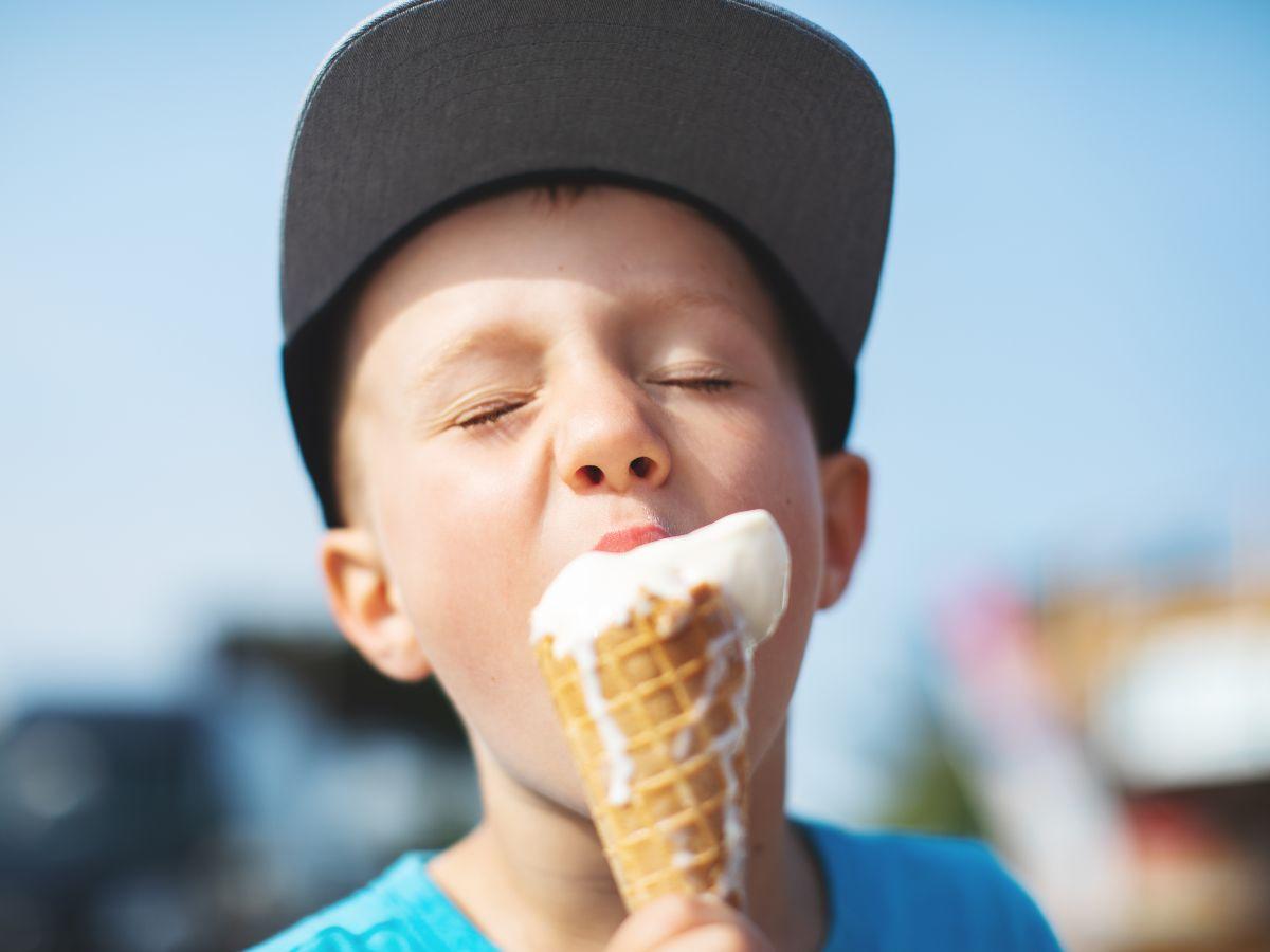 Boy eating an ice cream cone