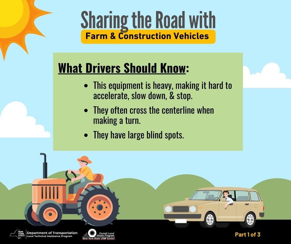  poster with text and a tractor and a car