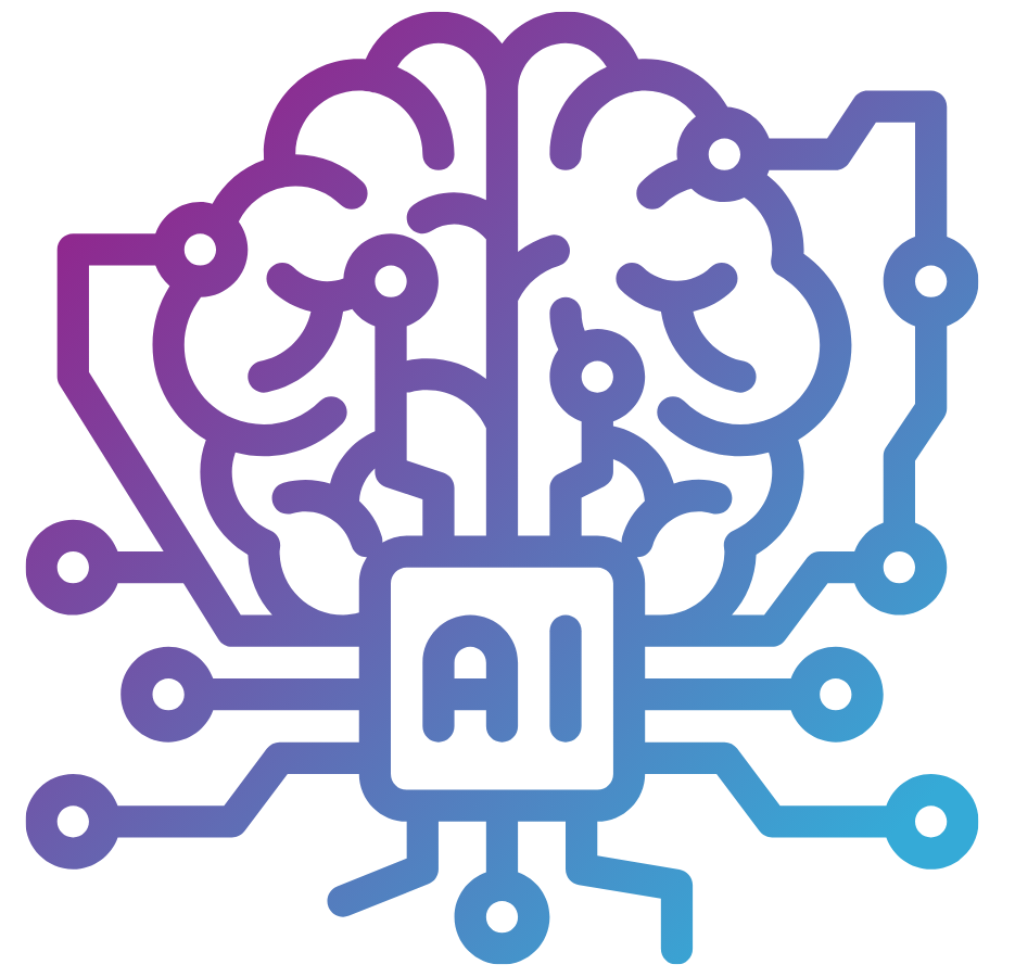 AI brain integrated with a computer chip and connected circuit lines, symbolizing artificial intelligence, data, and digital innovation in transportation technology.