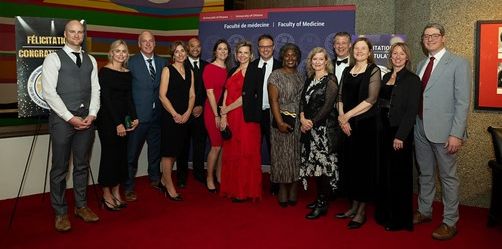 Picture of DFM Faculty leardership team and adminstrative staff attending the faculty of medicine gala in november for the award winners