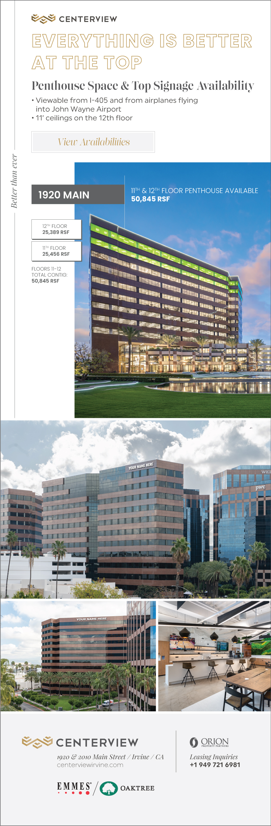 Penthouse + Top Signage Available at Centerview