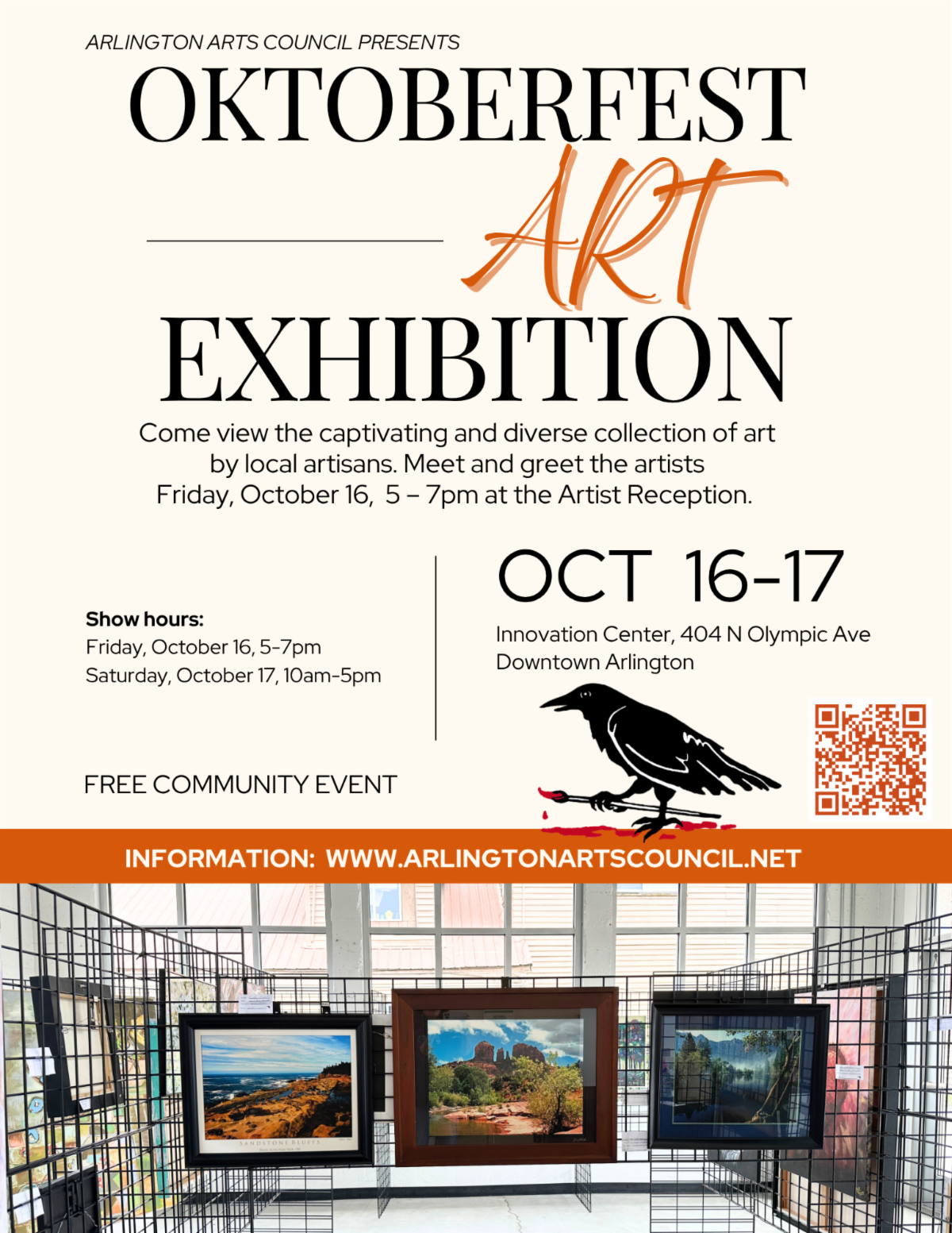 flyer with bird and framed art photos ad