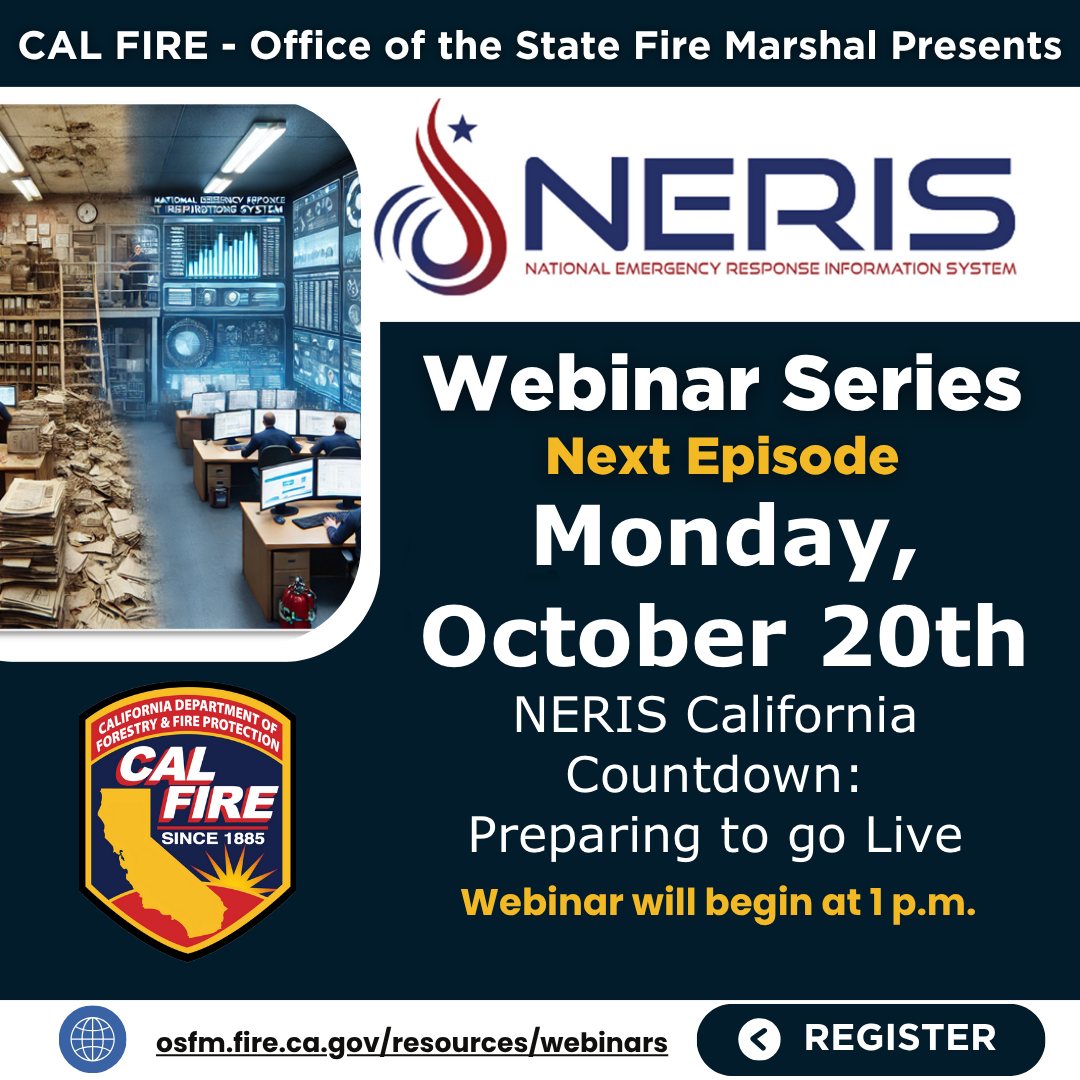Click image to register for the October 20th CalStats NERIS Webinar at 1pm.