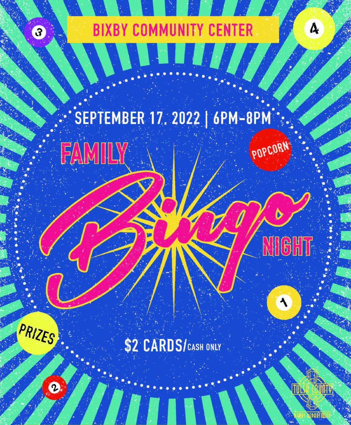 Bixby Community Center Family Bingo Night Poster