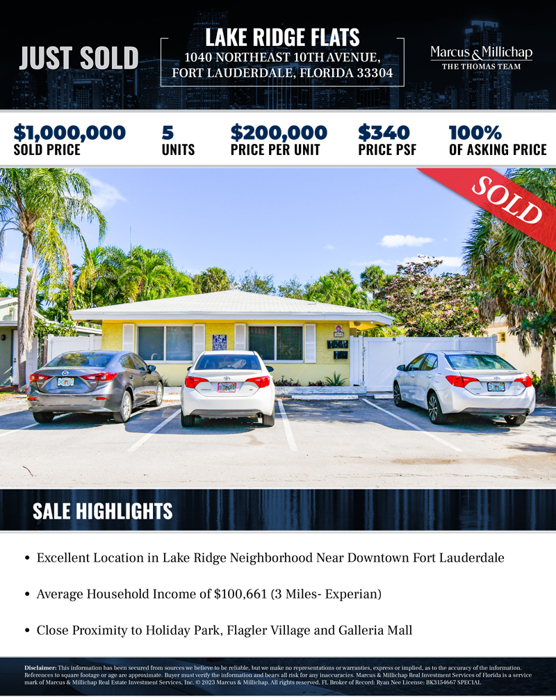 SOLD Lake Ridge Flats 1,000,000 5 Units 200K/Unit 100 of Asking Price Wilton