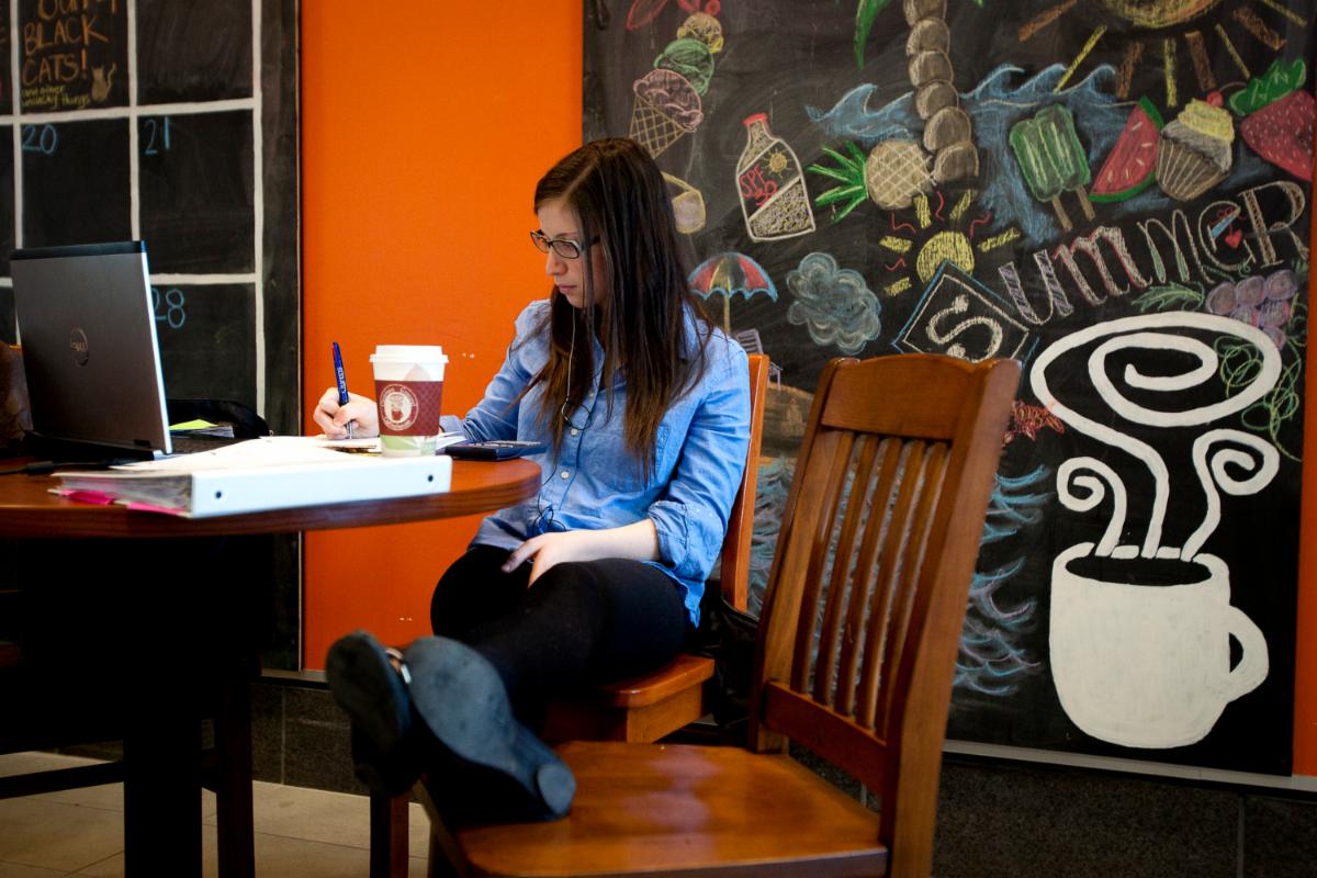 student studying at common ground