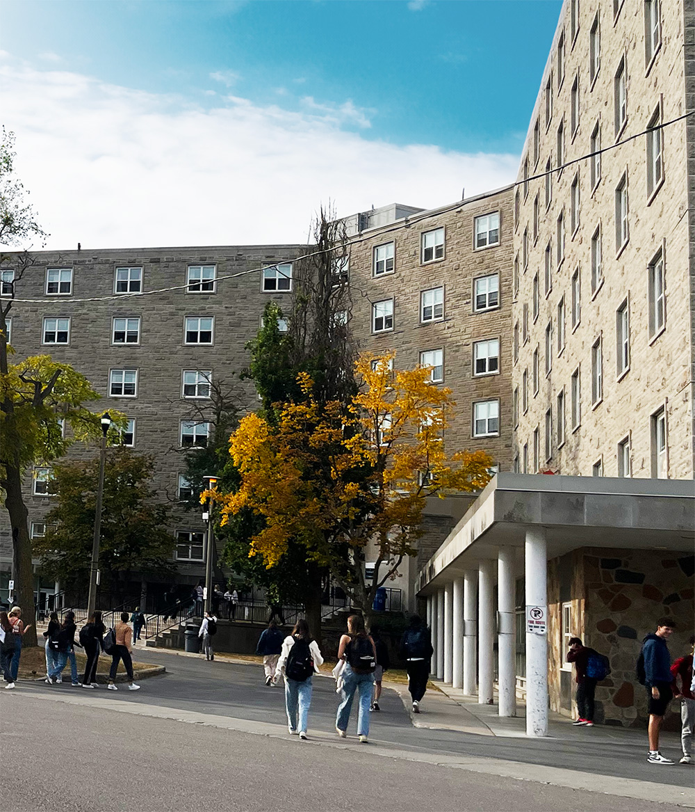 Victoria Hall with students walking outside