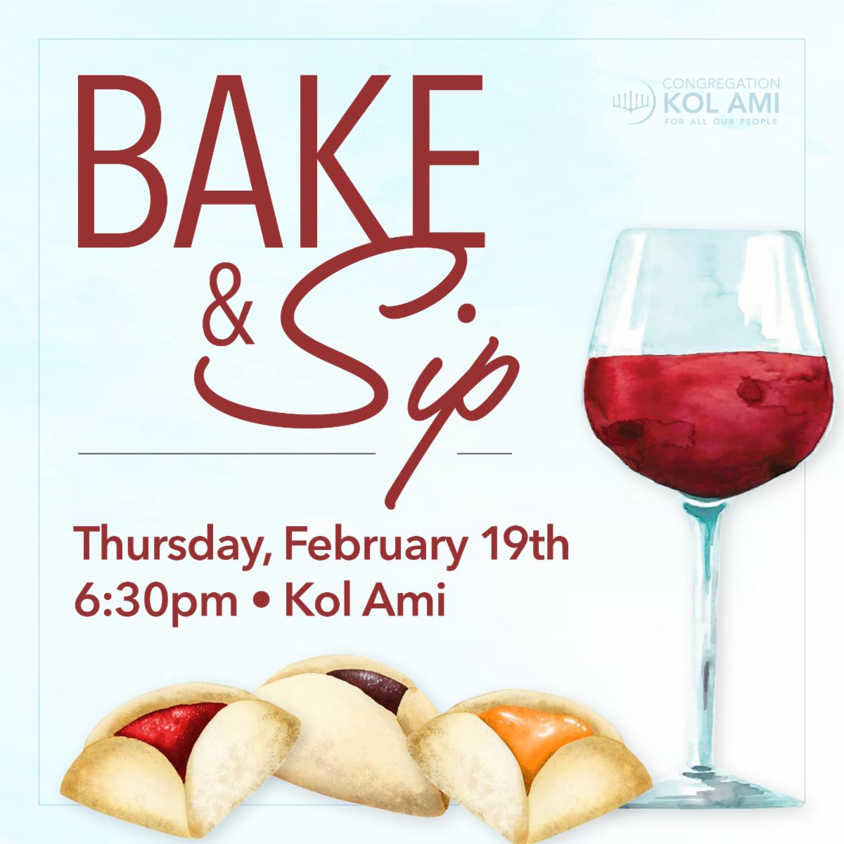 Bake & Sip on Thursday, February 19th at 6:30pm