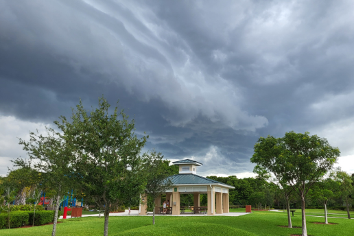 Stormy skies.