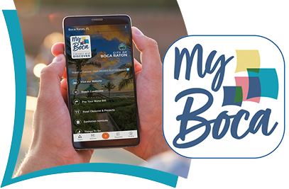 Person using My Boca app on phone