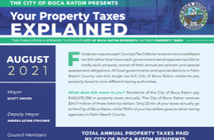 Cover of the City of Boca Raton 2021 Your Property Taxes Explained brochure