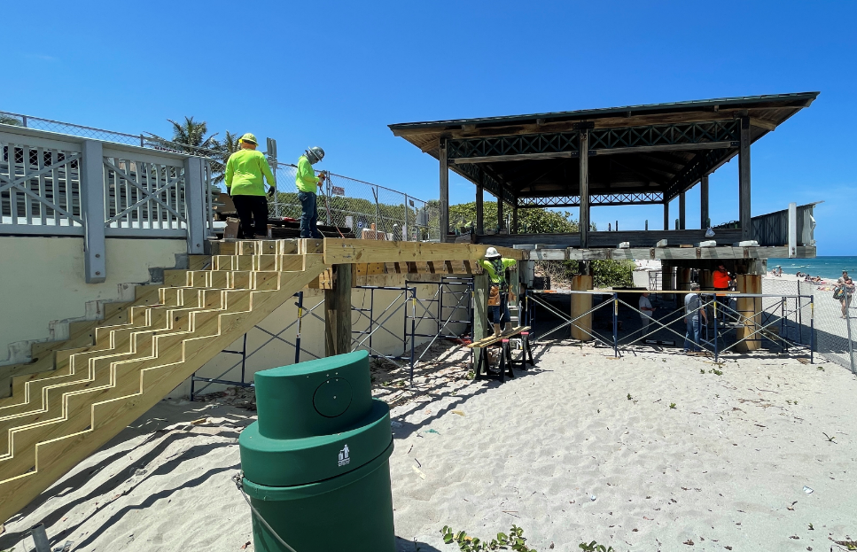 construction of new staircase at South Beach Pavilion in Boca Raton