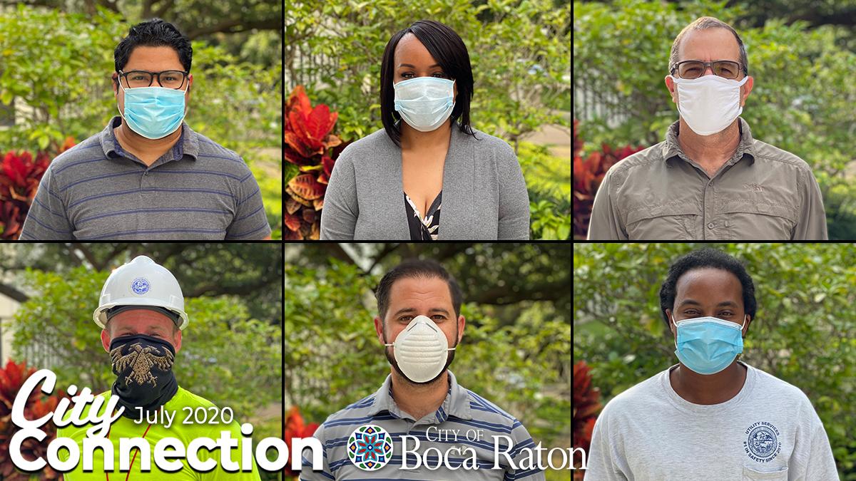 City Connection July 2020. City of Boca Raton. City staff with face coverings on.