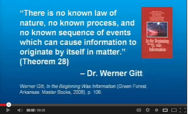 In The Beginning Was Information, A Scientist Explains the Incredible Design in Nature by Dr. Werner Gitt (Free Videos, Free Books, Free MP3s)