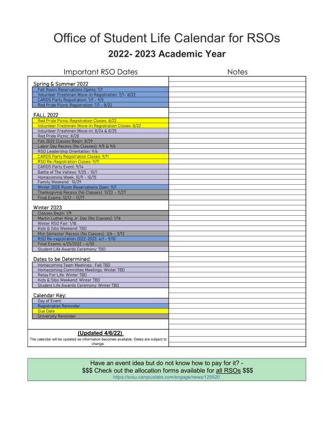 RSO Updates: September 2022 RSO Updates: September 2022