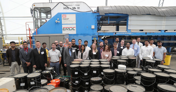 Research engineers from the U.S. Army Engineer Research and Development Center stand with researchers at Rowan University's Center for Research & Education in Advanced Transportation Engineering Systems 