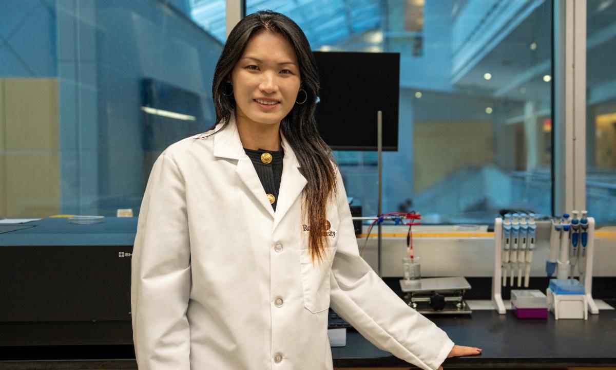 Dongmei Dong in Science Hall laboratory.