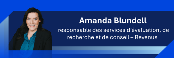 Portrait d'Amanda Blundell, responsable de l'équipe Évaluation, recherche et services-conseils – Revenus à la SEFM. 