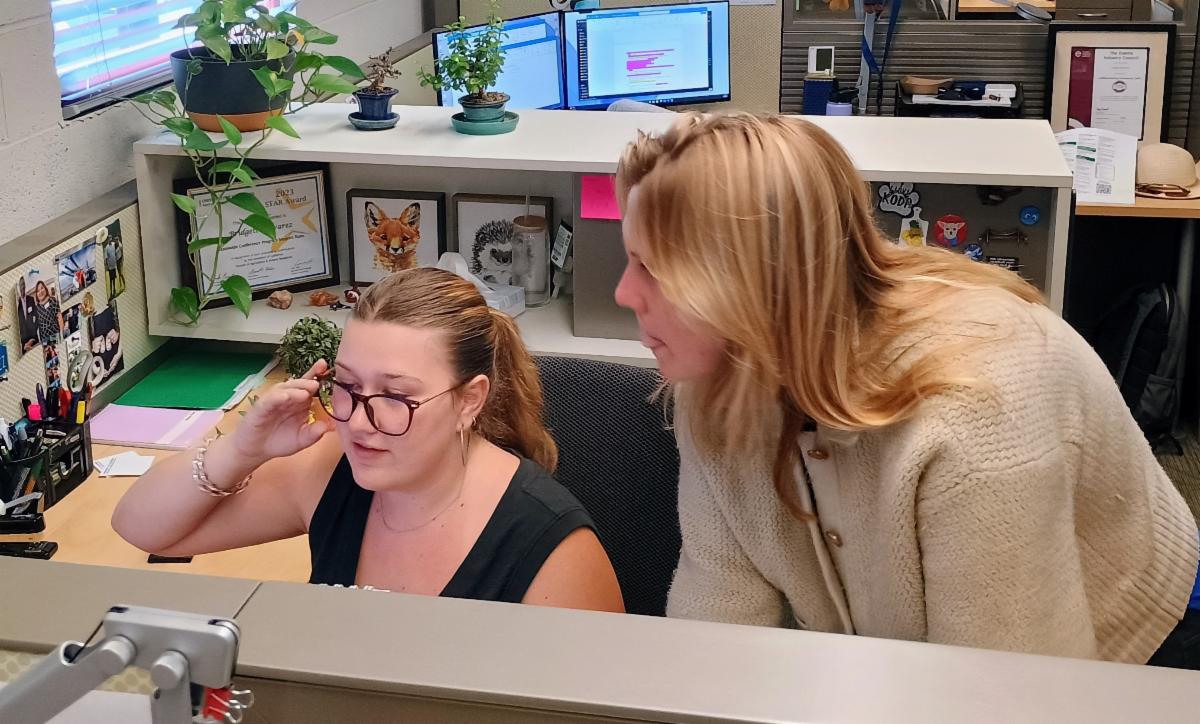 California 4-H alumni Addison Holbrook (left) and Kate Lyn Sutherland (right) continue their 4-H journey by supporting statewide programs through the UC ANR Program Support Unit while giving back as California 4-H volunteers