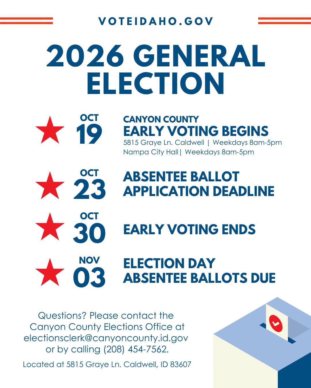 2026 election info - visit voteidaho.gov for details